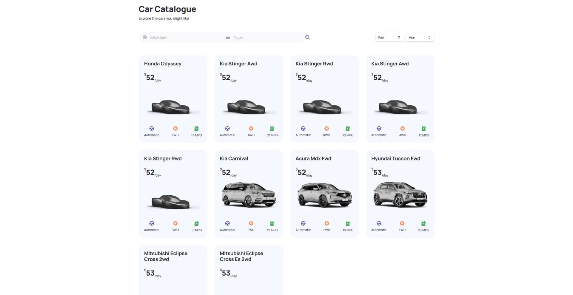 Screenshot of car details page of Car Query application